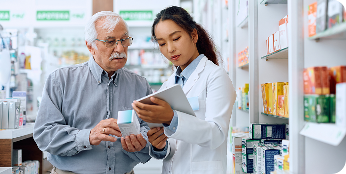 Customer speaking with Pharmacist